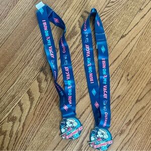 Disney Castaway Cay Medals with Blue and Pink Lanyards